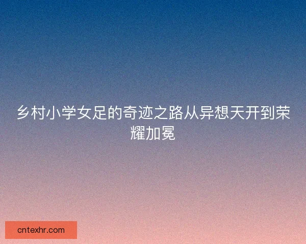 乡村小学女足的奇迹之路从异想天开到荣耀加冕